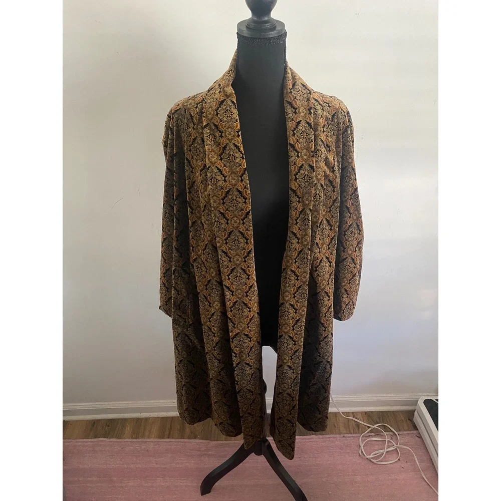 Vintage Velvet Burnout Paisley Kimono Jacket Womens Made‎ USA